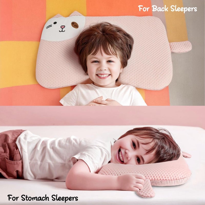 VEMBAP Toddler Pillow for Sleeping, Cool Flat Pillow, Memory Foam Toddler Pillow for Kids, Ultra Thin Design,Easy to Carry for Traveling or Camping (Age 2 to 15)(Pink, 18 in x 10.5 in) - Image 5